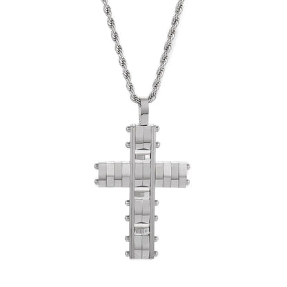 Hip-Hop Cross Titanium Steel Plating Men'S Pendant Necklace