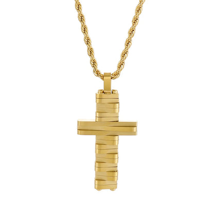 Hip-Hop Cross Titanium Steel Plating Men'S Pendant Necklace