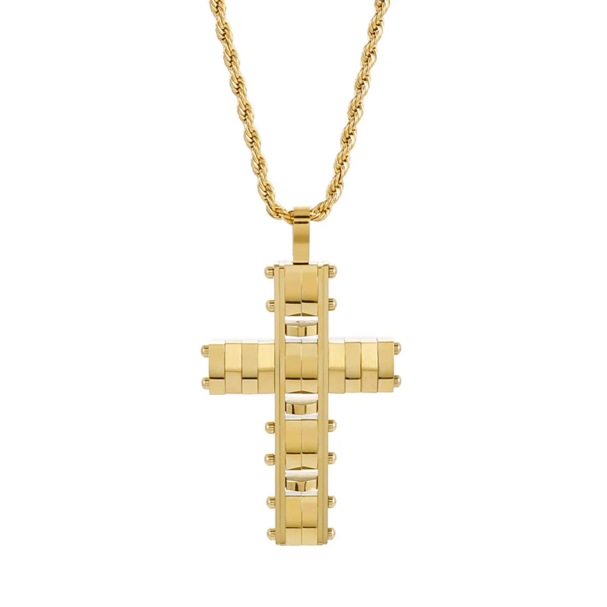 Hip-Hop Cross Titanium Steel Plating Men'S Pendant Necklace