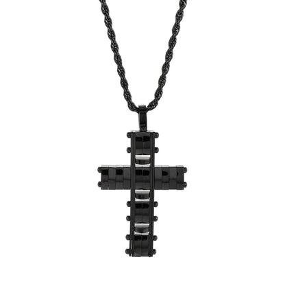 Hip-Hop Cross Titanium Steel Plating Men'S Pendant Necklace