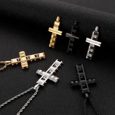 Hip-Hop Cross Titanium Steel Plating Men'S Pendant Necklace