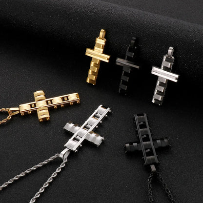 Hip-Hop Cross Titanium Steel Plating Men'S Pendant Necklace