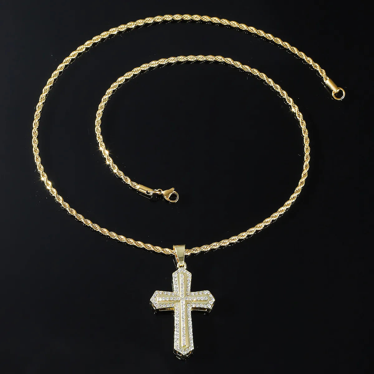 Hip-hop Cross Zircon Alloy Wholesale Pendant Necklace