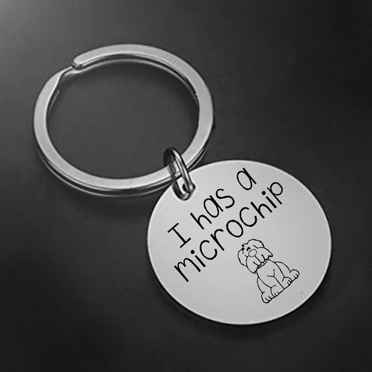 Hip-Hop Dog 304 Stainless Steel Carving Silver Plated Keychain