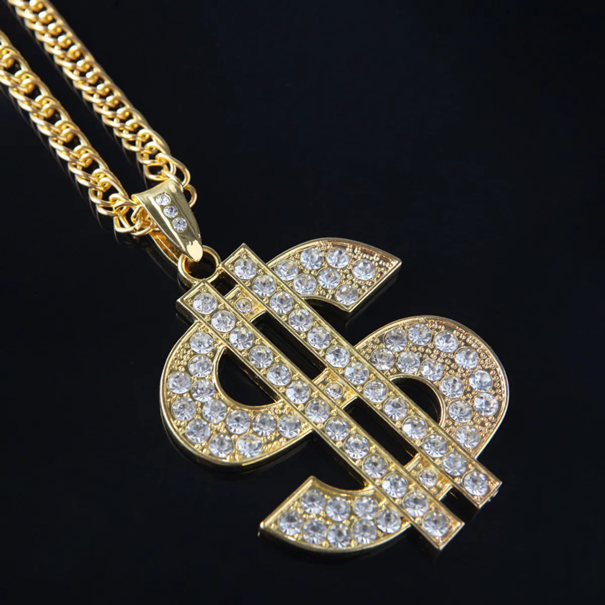 Hip-hop Dollar Alloy Rhinestone Plating Men's Pendant Necklace 1 Piece