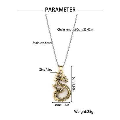 Hip-Hop Dragon Zinc Alloy Plating Men'S Pendant Necklace