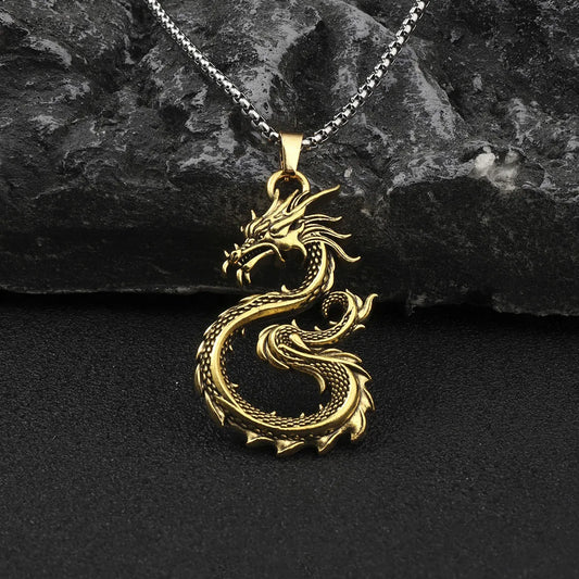 Hip-Hop Dragon Zinc Alloy Plating Men'S Pendant Necklace