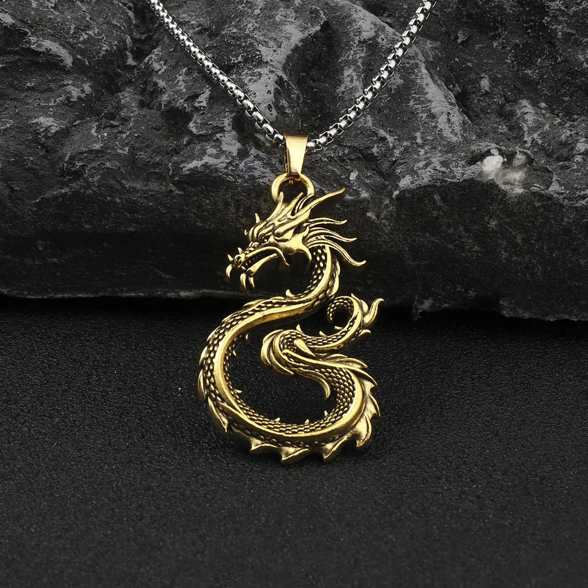 Hip-Hop Dragon Zinc Alloy Plating Men'S Pendant Necklace