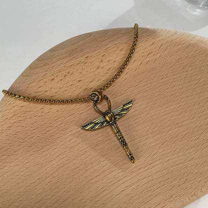 Hip-Hop Dragonfly Stainless Steel No Inlay Men'S Pendant Necklace