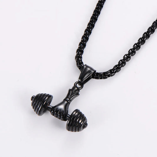 Hip-Hop Dumbbell Stainless Steel Plating Pendant Necklace 1 Piece