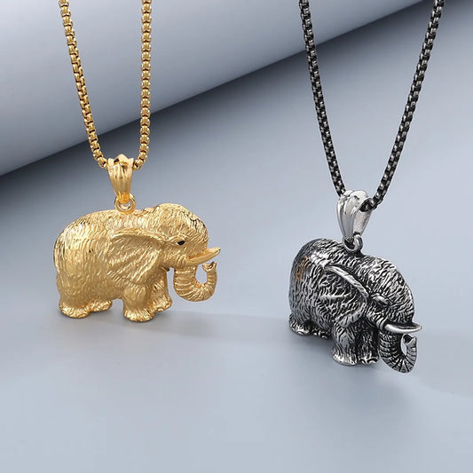 Hip-Hop Elephant 304 Stainless Steel Plating 18K Gold Plated Men'S Pendant Necklace