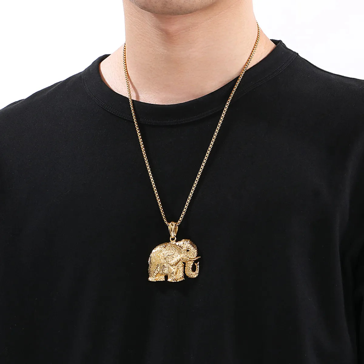 Hip-Hop Elephant 304 Stainless Steel Plating 18K Gold Plated Men'S Pendant Necklace