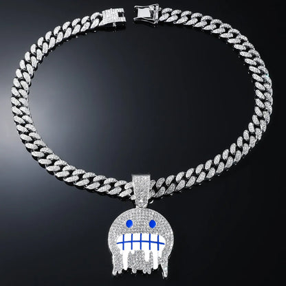 Hip-Hop  Face Alloy Plating Inlay Rhinestones Men'S Pendant Necklace