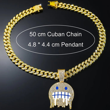 Hip-Hop  Face Alloy Plating Inlay Rhinestones Men'S Pendant Necklace