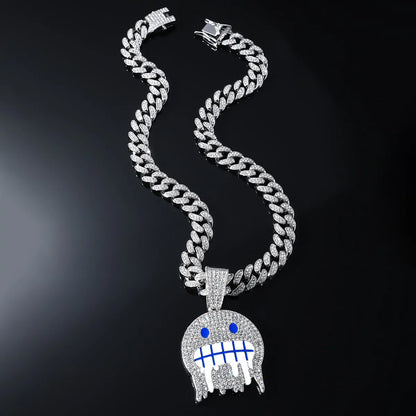 Hip-Hop  Face Alloy Plating Inlay Rhinestones Men'S Pendant Necklace