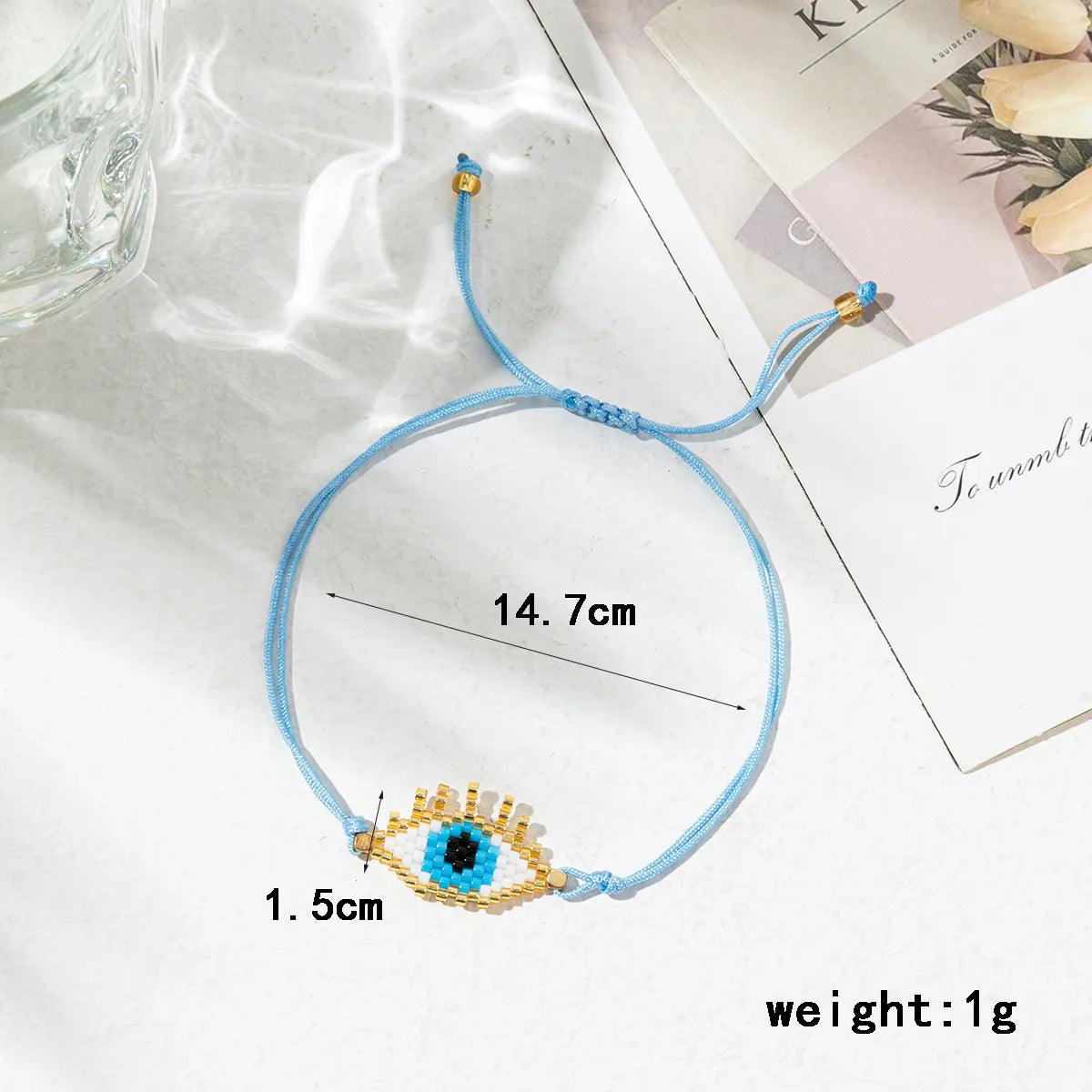 Hip-Hop Ethnic Style Devil'S Eye Heart Shape Glass Knitting Women'S Bracelets