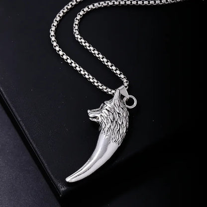 Hip-Hop Ethnic Style Wolf 304 Stainless Steel Plating Rhodium Plated Men'S Pendant Necklace