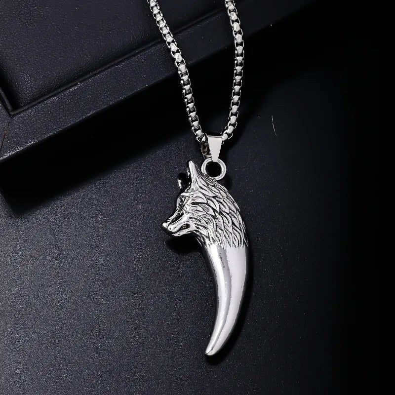 Hip-Hop Ethnic Style Wolf 304 Stainless Steel Plating Rhodium Plated Men'S Pendant Necklace