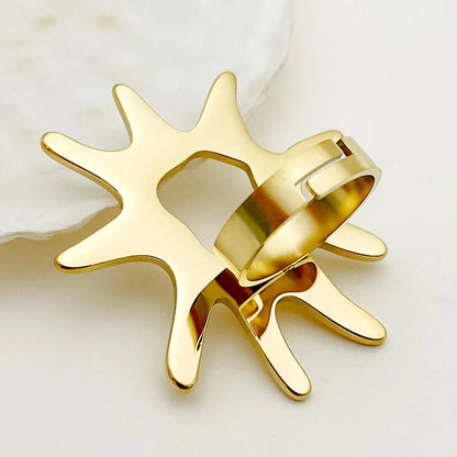 Hip-hop Exaggerated Commute Sun Stainless Steel Plating Gold Plated Open Rings