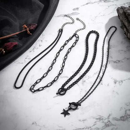 Hip-hop Exaggerated Cool Style Irregular Pentagram Alloy Iron Tassel Women's Necklace