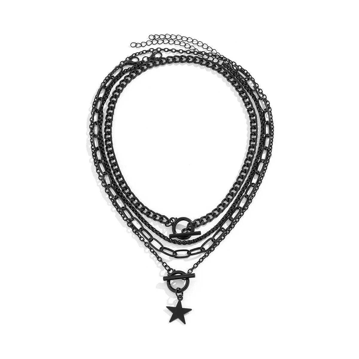 Hip-hop Exaggerated Cool Style Irregular Pentagram Alloy Iron Tassel Women's Necklace