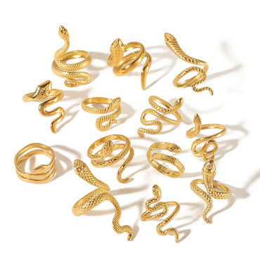 Hip-hop Exaggerated Cool Style Snake Stainless Steel Plating 18k Gold Plated Open Rings