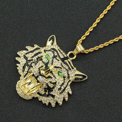 Fashion Animal Alloy Diamond Men's Pendant Necklace