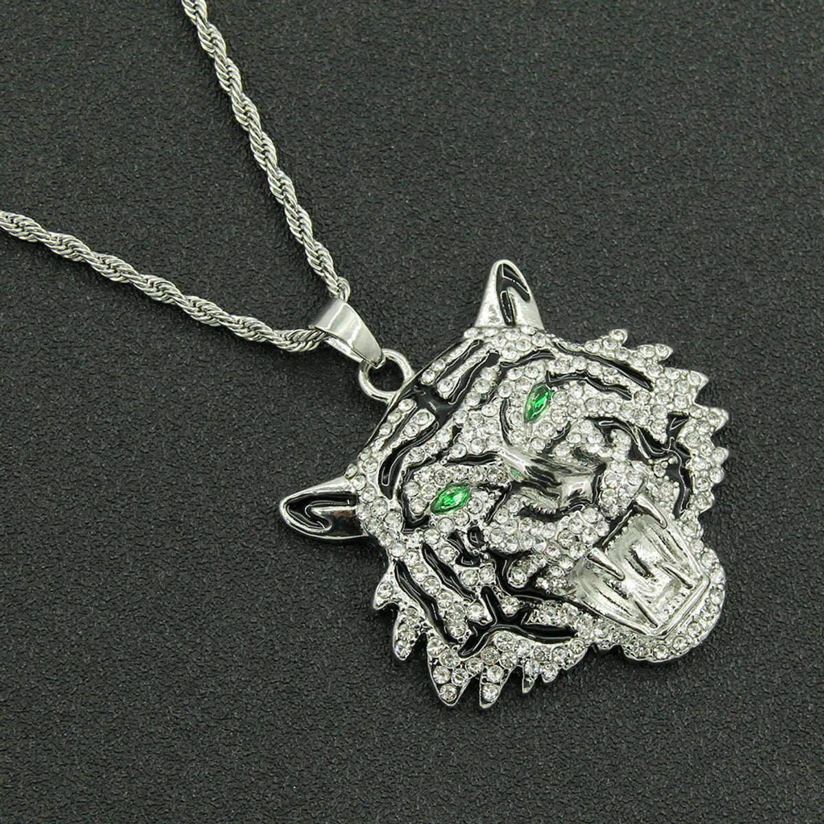 Fashion Animal Alloy Diamond Men's Pendant Necklace