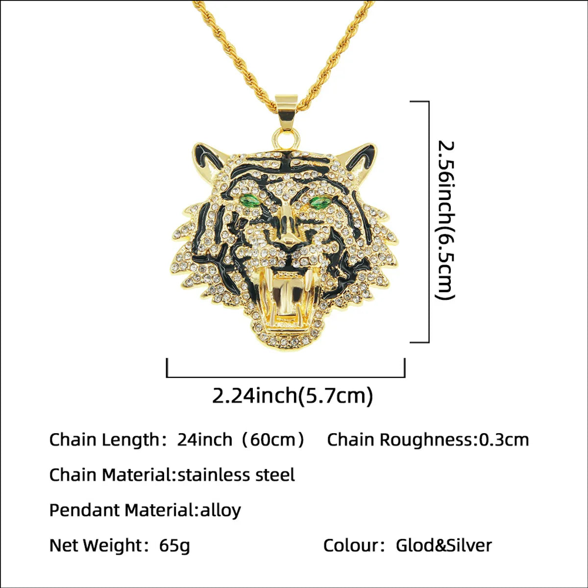 Fashion Animal Alloy Diamond Men's Pendant Necklace