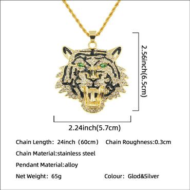 Fashion Animal Alloy Diamond Men's Pendant Necklace