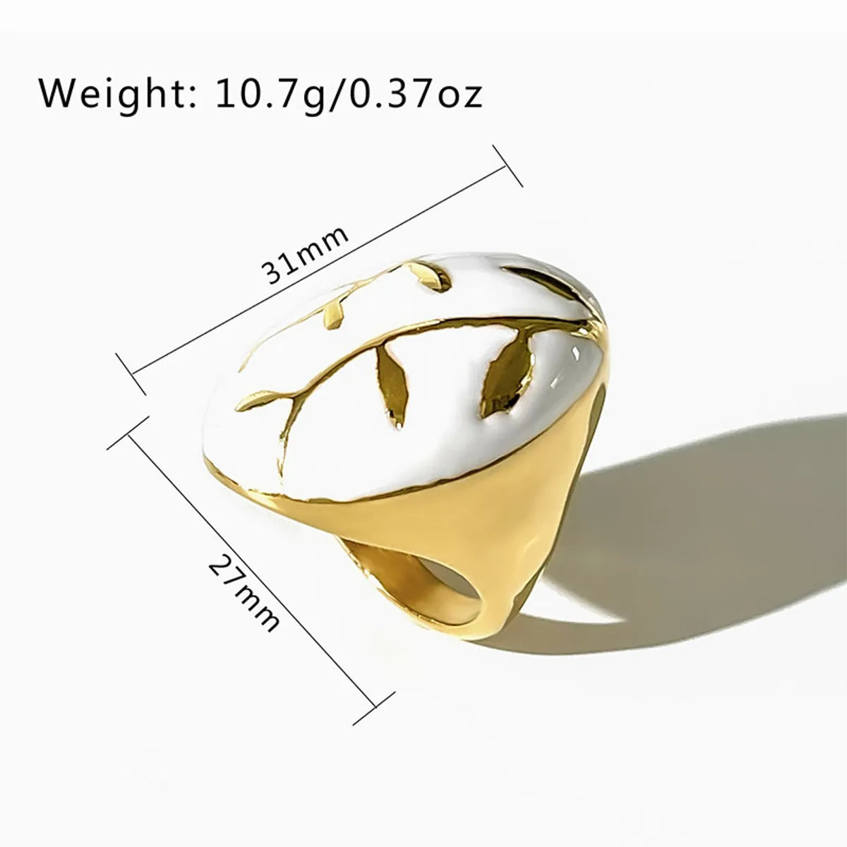 Hip-Hop Exaggerated Leaves Stainless Steel Enamel Plating 18k Gold Plated Rings