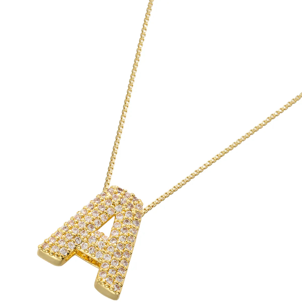 Hip-hop Exaggerated Punk Letter Copper Plating Inlay Zircon 18k Gold Plated Pendant Necklace