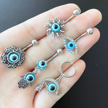 Hip-hop Exaggerated Rock Devil's Eye Palm Owl Copper Epoxy Plating Inlay Rhinestones White Gold Plated Belly Ring Nose Ring