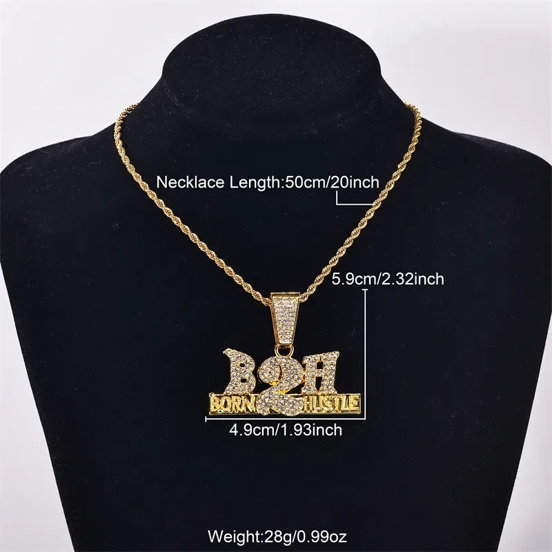 Hip-Hop Exaggerated Rock Letter Number Alloy Inlay Rhinestones Unisex Pendant Necklace