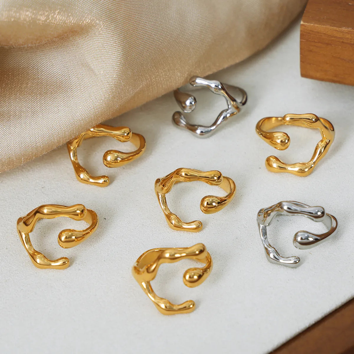 Wholesale Jewelry Hip-Hop Exaggerated Solid Color Titanium Steel 18K Gold Plated Plating Rings