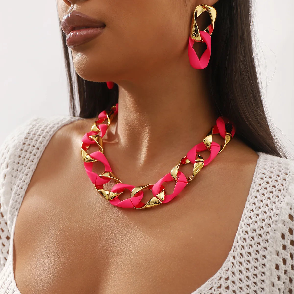 Hip-Hop Exaggerated Vacation Geometric Arylic Women's Earrings Necklace