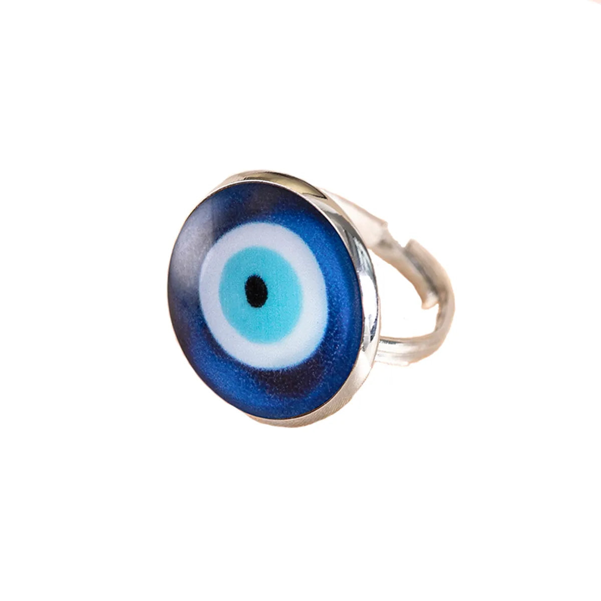 Hip-Hop Eye Alloy Inlay Artificial Gemstones Unisex Open Ring