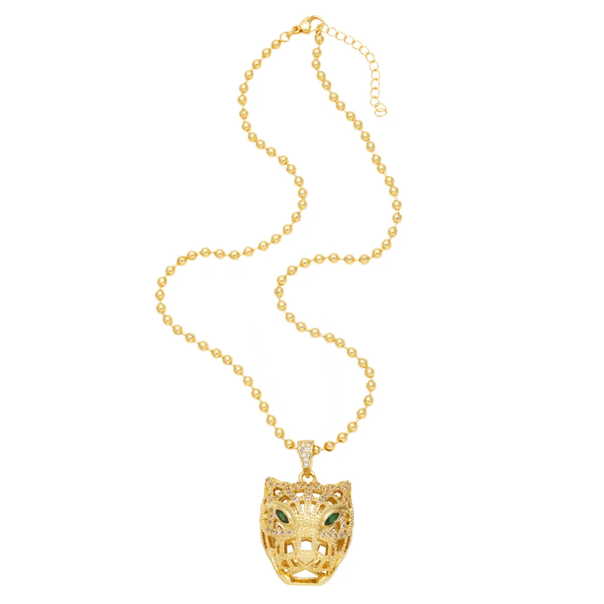 Hip-hop Fashion Cheetah Copper 18k Gold Plated Zircon Necklace In Bulk