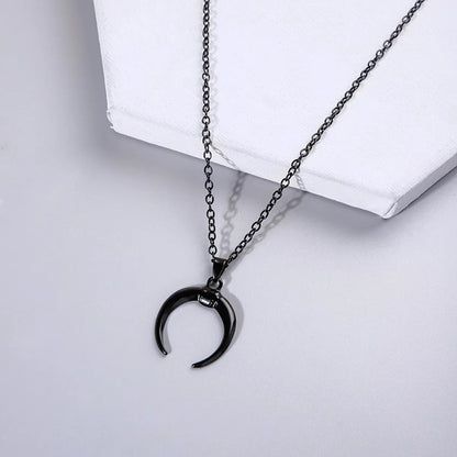 Hip-hop Fashion Halloween Horn Pendant Necklace Clavicle Chain