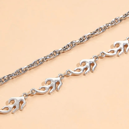 Hip-hop Flame Chain Multi-layer Alloy Necklace