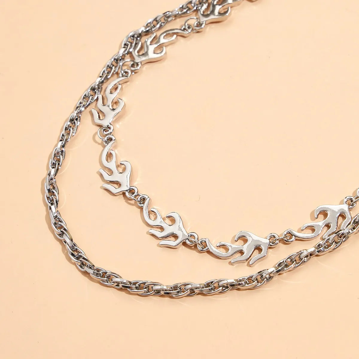 Hip-hop Flame Chain Multi-layer Alloy Necklace