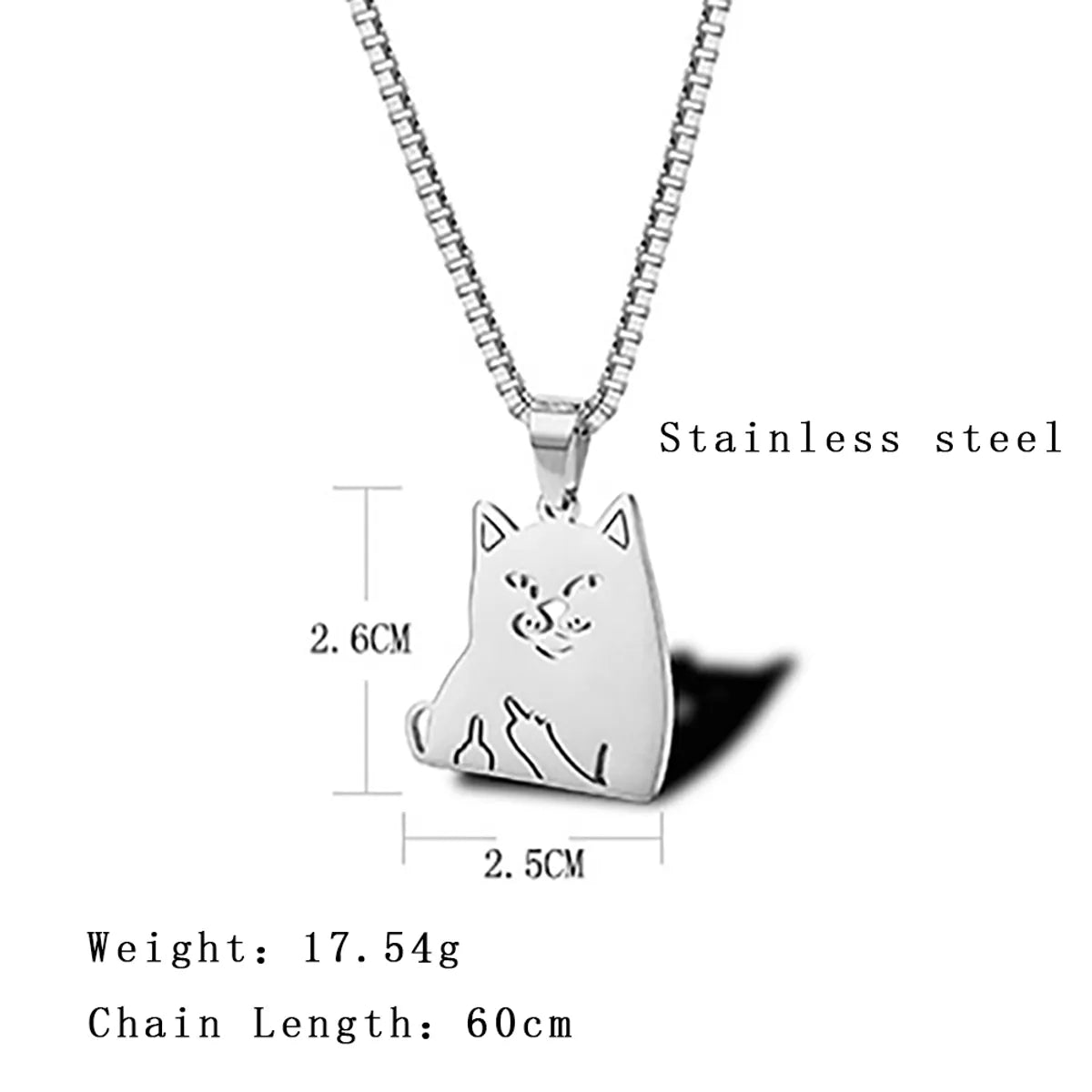 Hip-hop Funny Cat Stainless Steel Plating Pendant Necklace