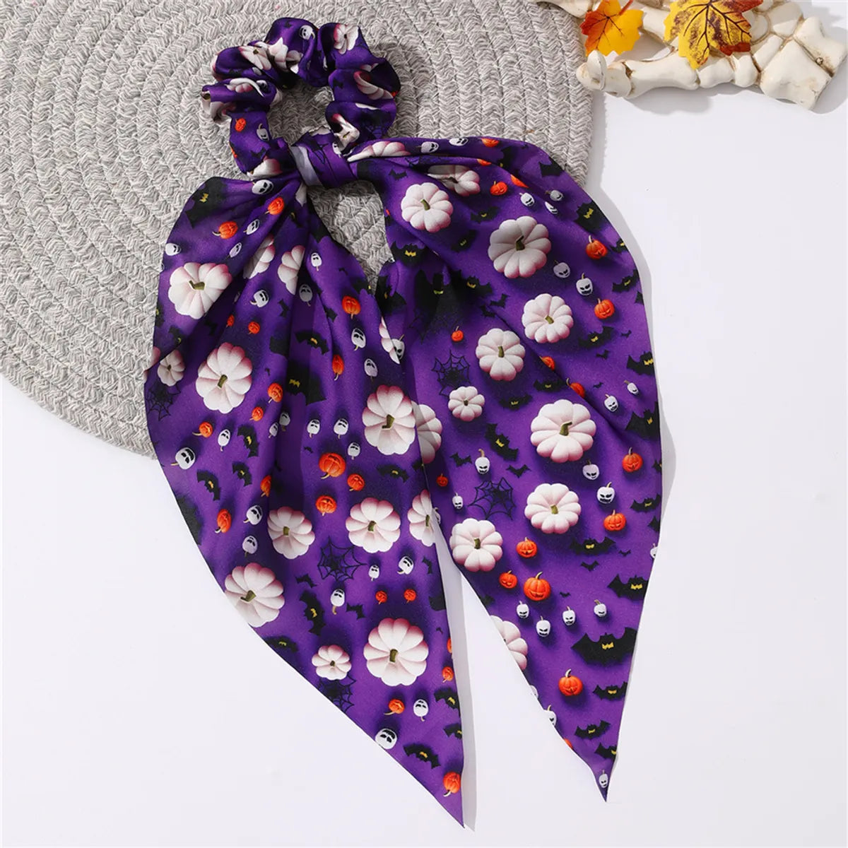 Women'S Hip-Hop Funny Flower Skull Cloth Printing And Dyeing Hair Tie