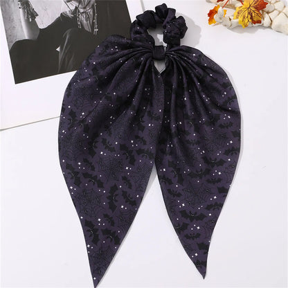 Women'S Hip-Hop Funny Flower Skull Cloth Printing And Dyeing Hair Tie