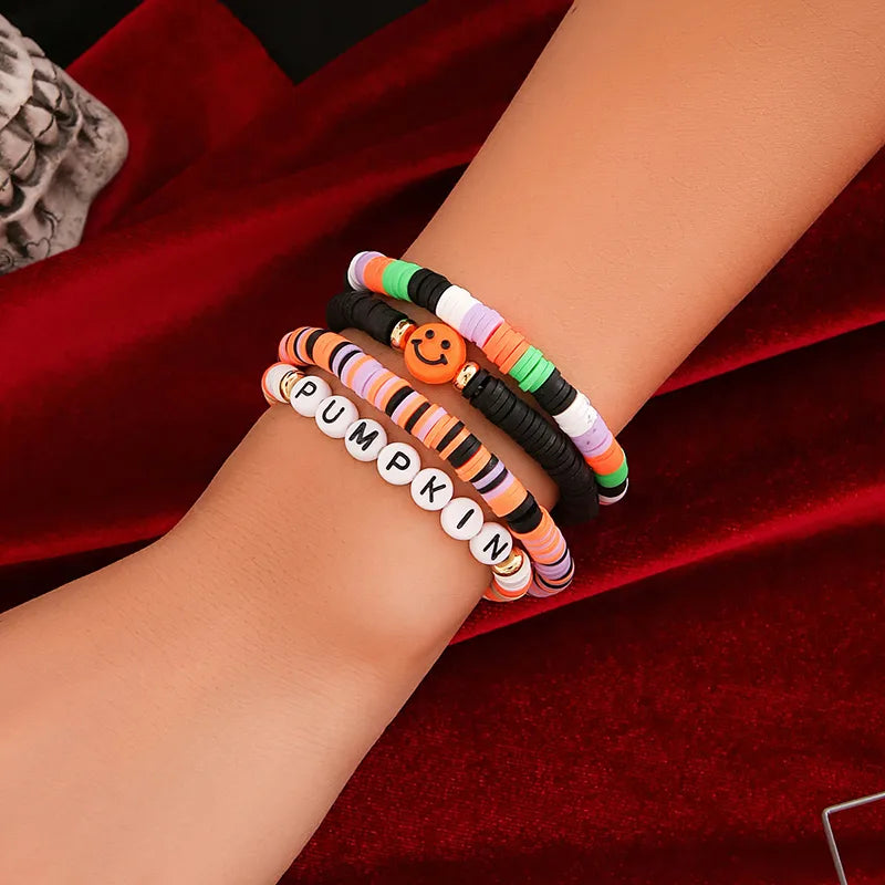 Hip-Hop Funny Novelty Letter Smiley Face Beaded Soft Clay Wholesale Bracelets