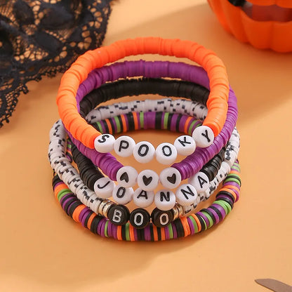 Hip-Hop Funny Novelty Letter Smiley Face Beaded Soft Clay Wholesale Bracelets