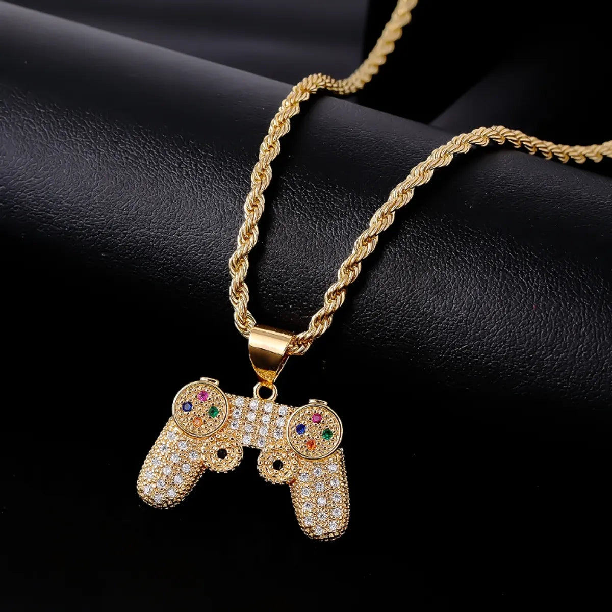 Hip-Hop Game Console Stainless Steel Titanium Steel Plating Inlay Rhinestones Gold Plated Unisex Necklace Pendant