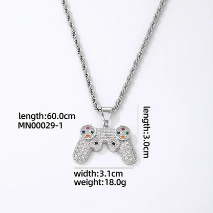 Hip-Hop Game Console Stainless Steel Titanium Steel Plating Inlay Rhinestones Gold Plated Unisex Necklace Pendant