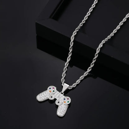 Hip-Hop Game Console Stainless Steel Titanium Steel Plating Inlay Rhinestones Gold Plated Unisex Necklace Pendant