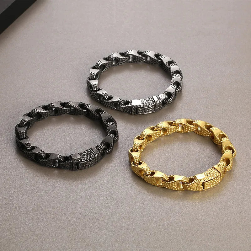 Hip-Hop Geometric 304 Stainless Steel 18K Gold Plated Men'S Bracelets